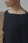 BASERANGE ribbed cotton long-sleeved top T-shirt TTPAL series collection France BAS-TTPAL-RB-000 BLACK-HEI